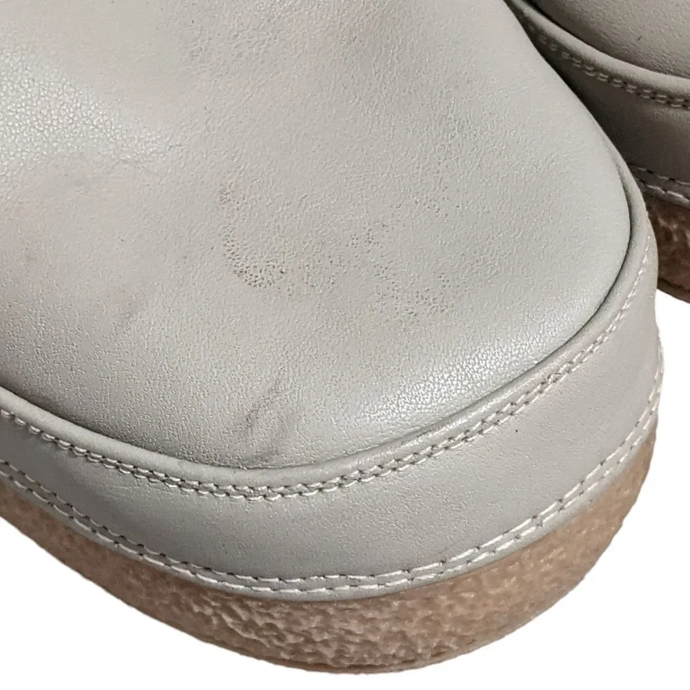 Diadora leather fur lined accented snow boots moon lace up platform taupe 40/41
